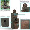 Sunnydaze 39-Inch Cascading Earthenware Pottery Stream Outdoor Water Fountain Brown