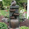Sunnydaze 39-Inch Cascading Earthenware Pottery Stream Outdoor Water Fountain Brown