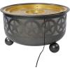 Sunnydaze All Star 25.25″ Diameter x 14.25″ H Galvanized Iron Bowl Outdoor Water Fountain with LED Lights – Electric Submersible Pump Included