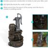 Sunnydaze Cozy Farmhouse Pump and Barrels 23-Inch Outdoor Fountain with LED Lights – Polyresin – Electric Submersible Pump