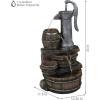 Sunnydaze Cozy Farmhouse Pump and Barrels 23-Inch Outdoor Fountain with LED Lights – Polyresin – Electric Submersible Pump