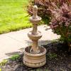 Sunnydaze Cyprus 39″ H 3-Tier Outdoor Water Fountain – Polyresin Water Feature for The Patio, Garden, or Yard – Eggshell(Eggshell)