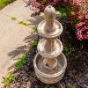 Sunnydaze Cyprus 39″ H 3-Tier Outdoor Water Fountain – Polyresin Water Feature for The Patio, Garden, or Yard – Eggshell(Eggshell)