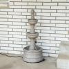 Sunnydaze Cyprus 39″ H 3-Tier Outdoor Water Fountain – Polyresin Water Feature for The Patio, Garden, or Yard – Eggshell(Gray)