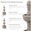 Sunnydaze Cyprus 39″ H 3-Tier Outdoor Water Fountain – Polyresin Water Feature for The Patio, Garden, or Yard – Eggshell(Gray)