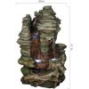 Sunnydaze Flat Rock Summit 61-Inch Outdoor Water Fountain – LED Lights – Electric Submersible Pump – Polyresin Material Brown
