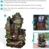 Sunnydaze Flat Rock Summit 61-Inch Outdoor Water Fountain – LED Lights – Electric Submersible Pump – Polyresin Material Brown