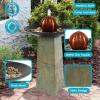 Sunnydaze Freestanding Slate Outdoor Water Fountain – 38-Inch H – Modern Decorative Orb Top
