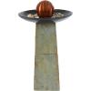 Sunnydaze Freestanding Slate Outdoor Water Fountain – 38-Inch H – Modern Decorative Orb Top