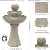 Sunnydaze Gentle Glow 26.5″ H 2-Tier Ceramic Outdoor Fountain with LED Light – Tiered Water Feature with Electric Pump – Off-White