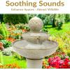 Sunnydaze Gentle Glow 26.5″ H 2-Tier Ceramic Outdoor Fountain with LED Light – Tiered Water Feature with Electric Pump – Off-White