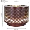 Sunnydaze Metal Cylinder Bubbler Outdoor Water Fountain – 11.75-Inch – Features LED Lights and Repeating Diamonds Pattern