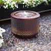 Sunnydaze Metal Cylinder Bubbler Outdoor Water Fountain – 11.75-Inch – Features LED Lights and Repeating Diamonds Pattern