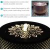 Sunnydaze Metal Cylinder Bubbler Outdoor Water Fountain – 11.75-Inch – Features LED Lights and Repeating Diamonds Pattern