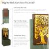 Sunnydaze Mighty Oak Outdoor Water Fountain with Lights – Galvanized Steel – 41.25-Inch – Includes Warm White LED Lights