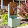 Sunnydaze Mighty Oak Outdoor Water Fountain with Lights – Galvanized Steel – 41.25-Inch – Includes Warm White LED Lights