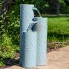 Sunnydaze Moroccan Trellis 3-Column Modern Outdoor Water Fountain – Zinc Cascading Outdoor Fountain – 27.5-Inch