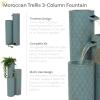 Sunnydaze Moroccan Trellis 3-Column Modern Outdoor Water Fountain – Zinc Cascading Outdoor Fountain – 27.5-Inch