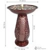 Sunnydaze Outdoor Bird Bath Water Fountain with Metal Crosshatch Design – 28.5-Inch – Includes LED Lights