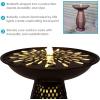 Sunnydaze Outdoor Bird Bath Water Fountain with Metal Crosshatch Design – 28.5-Inch – Includes LED Lights