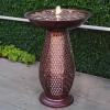 Sunnydaze Outdoor Bird Bath Water Fountain with Metal Crosshatch Design – 28.5-Inch – Includes LED Lights