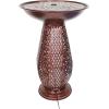Sunnydaze Outdoor Bird Bath Water Fountain with Metal Crosshatch Design – 28.5-Inch – Includes LED Lights