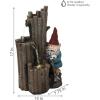 Sunnydaze Resting Gnome 17-Inch Outdoor Water Fountain with LED Light – Electric Submersible Fountain – Polyresin