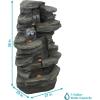 Sunnydaze Stacked Shale Rock 38-Inch Waterfall Fountain with LED Lights – Electric Submersible Pump