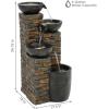 Sunnydaze Staggered Bowls 34-Inch Outdoor Water Fountain – LED Lights -Electric Submersible Pump with Adjustable Flow