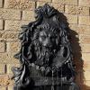 Sunnydaze Stoic Courage Lion Head 30-Inch Polystone Solar Wall Water Fountain with Battery Backup