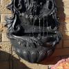 Sunnydaze Stoic Courage Lion Head 30-Inch Polystone Solar Wall Water Fountain with Battery Backup