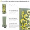 Sunnydaze Sunflower Fields Outdoor Water Fountain – 48.5-Inch – Galvanized Steel – Includes Warm White LED Lights