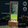 Sunnydaze Wisteria Vines Outdoor Water Fountain with Lights – 47.25-Inch – Zinc Metal – Includes Warm White LED Lights