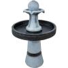 Sunnydaze 2-Tone Outdoor Water Fountain with LED Light and Electric Pump – Small Traditional Water Feature – 29.5″ H