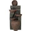 Sunnydaze 39-Inch Cascading Earthenware Pottery Stream Outdoor Water Fountain Brown