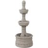 Sunnydaze Cyprus 39″ H 3-Tier Outdoor Water Fountain – Polyresin Water Feature for The Patio, Garden, or Yard – Eggshell(Gray)