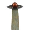 Sunnydaze Freestanding Slate Outdoor Water Fountain – 38-Inch H – Modern Decorative Orb Top