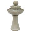 Sunnydaze Gentle Glow 26.5″ H 2-Tier Ceramic Outdoor Fountain with LED Light – Tiered Water Feature with Electric Pump – Off-White