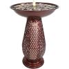 Sunnydaze Outdoor Bird Bath Water Fountain with Metal Crosshatch Design – 28.5-Inch – Includes LED Lights