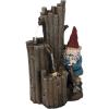 Sunnydaze Resting Gnome 17-Inch Outdoor Water Fountain with LED Light – Electric Submersible Fountain – Polyresin