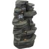 Sunnydaze Stacked Shale Rock 38-Inch Waterfall Fountain with LED Lights – Electric Submersible Pump