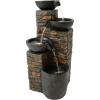 Sunnydaze Staggered Bowls 34-Inch Outdoor Water Fountain – LED Lights -Electric Submersible Pump with Adjustable Flow