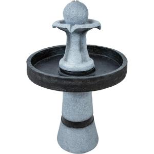 Sunnydaze 2-Tone Outdoor Water Fountain with LED Light and Electric Pump – Small Traditional Water Feature – 29.5″ H