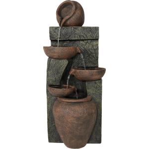 Sunnydaze 39-Inch Cascading Earthenware Pottery Stream Outdoor Water Fountain Brown