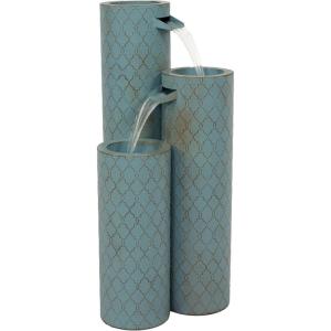 Sunnydaze Moroccan Trellis 3-Column Modern Outdoor Water Fountain – Zinc Cascading Outdoor Fountain – 27.5-Inch