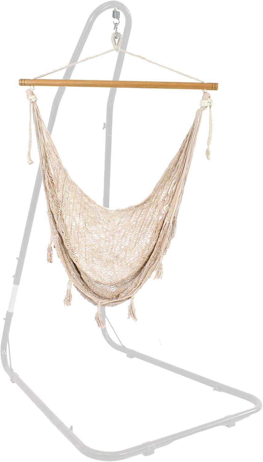 image:imageSunnydaze Mayan Hanging Hammock Chair Extra Large Woven Rope Outdoor Hammock 330Pound Capacity Natural50 in
