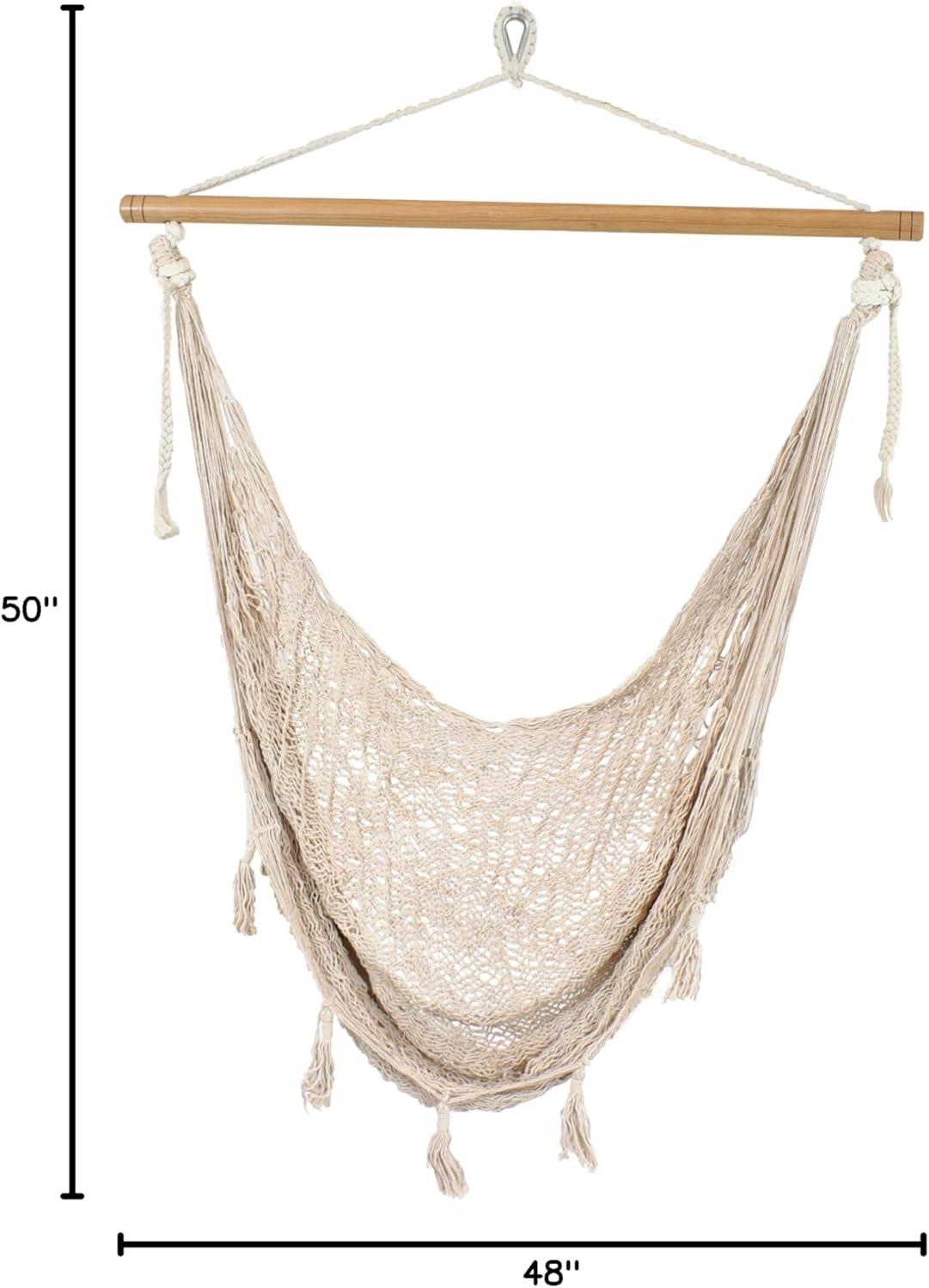 image:imageSunnydaze Mayan Hanging Hammock Chair Extra Large Woven Rope Outdoor Hammock 330Pound Capacity Natural50 in