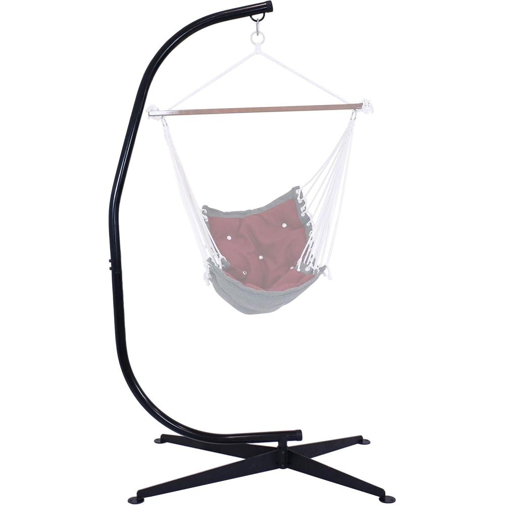 image:imageSunnydaze Steel CStand for Hanging Hammock Chair  Indoor or Outdoor Use  Durable 300Pound Capacity  Black