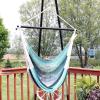Sunnydaze Caribbean XL Hanging Outdoor Hammock Chair – Soft-Spun Polyester Rope – 300-Pound Capacity – Lagoon Stripes Blue