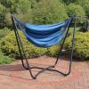 Sunnydaze Hanging Hammock Chair with Space-Saving Stand for Indoor or Outdoor Use – 330-Pound Capacity – Sunset(Beach Oasis)